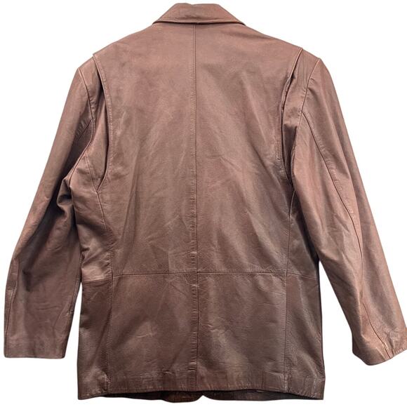 Midwest International Vintage Brown Leather 2 Button Sport Coat Blazer Men 40 R - Picture 4 of 10